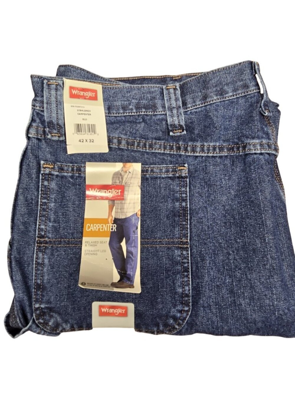 Wrangler Carpenter Mens Jeans 42x32 Straight Leg Relaxed Seat Thigh